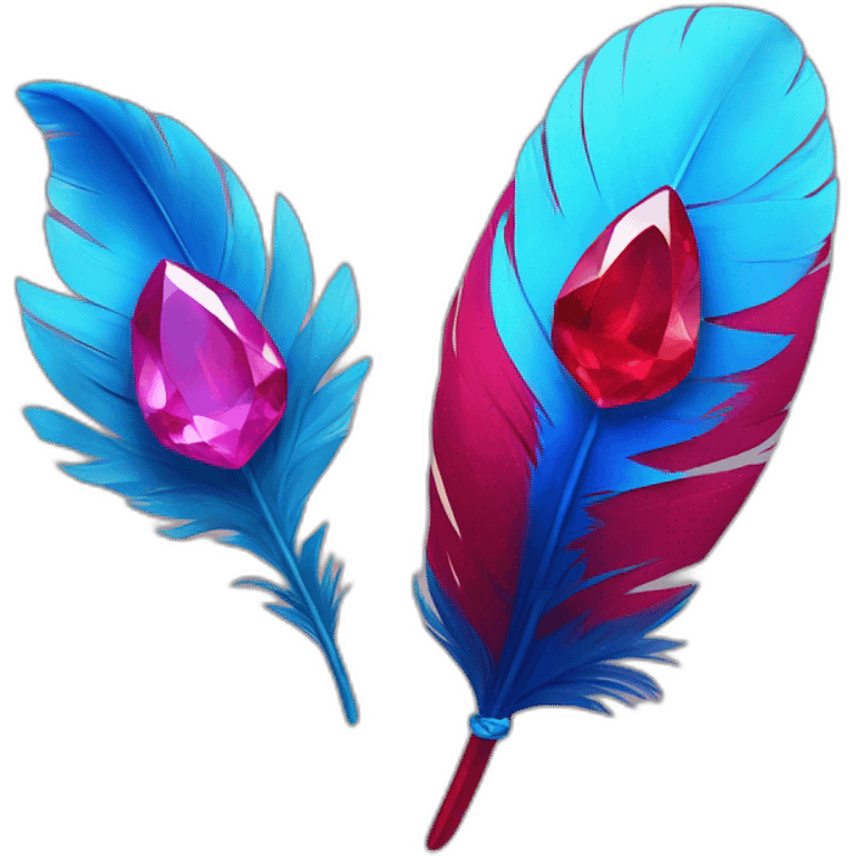 a ruby gem and a blue feather emoji