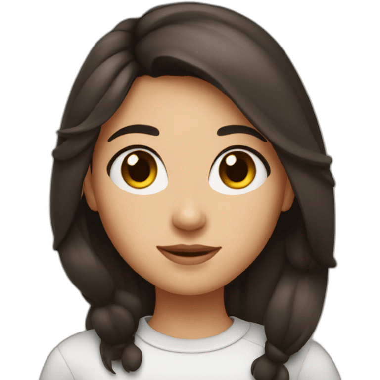 a brunette girl with a mole emoji