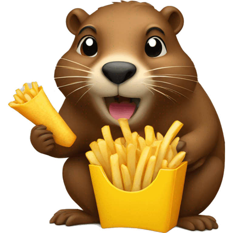 beaver eating french fries emoji