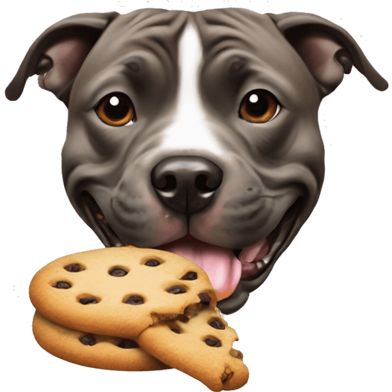 staffordshire bull terrier eating a cookie emoji