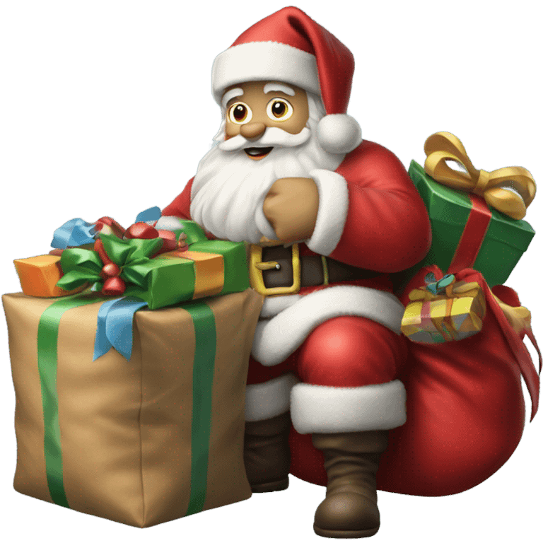 Hyper Realistic Santa holding his sack and presents  emoji