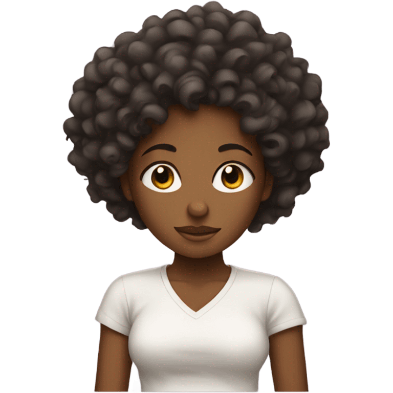 Black girl with curly hair waking up emoji