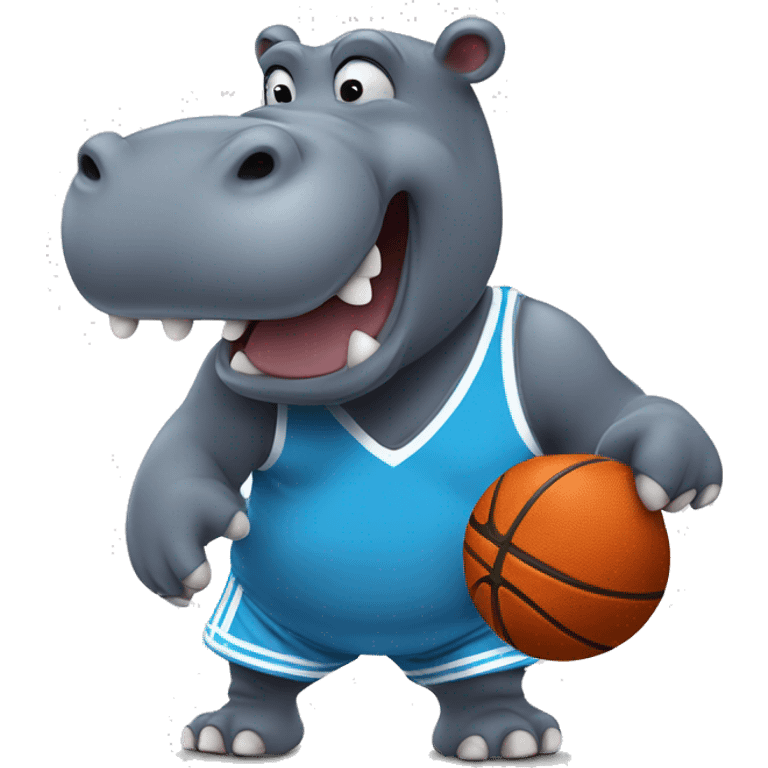 hippopotamus playing basketball emoji