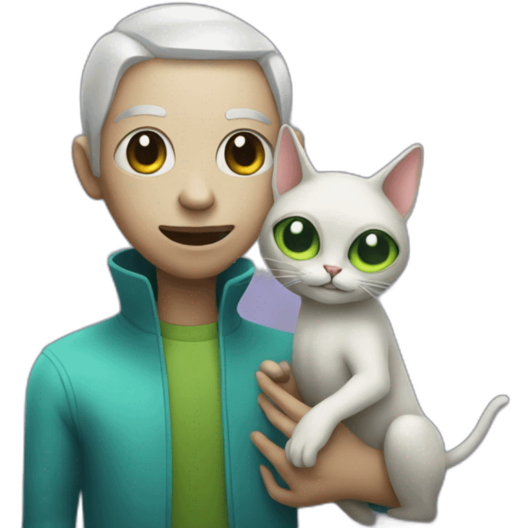 A alien holding a cat emoji