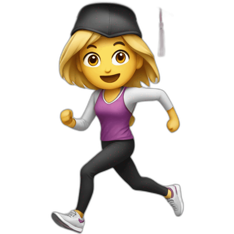 girl running with academic hat emoji