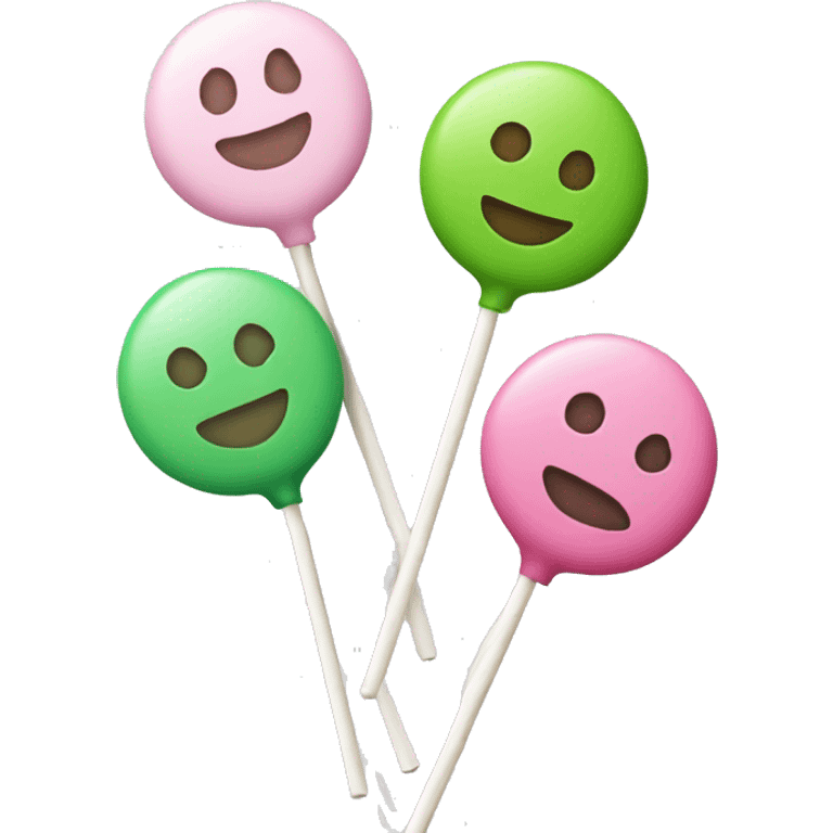 New Year's lollipops in white, green and pink emoji