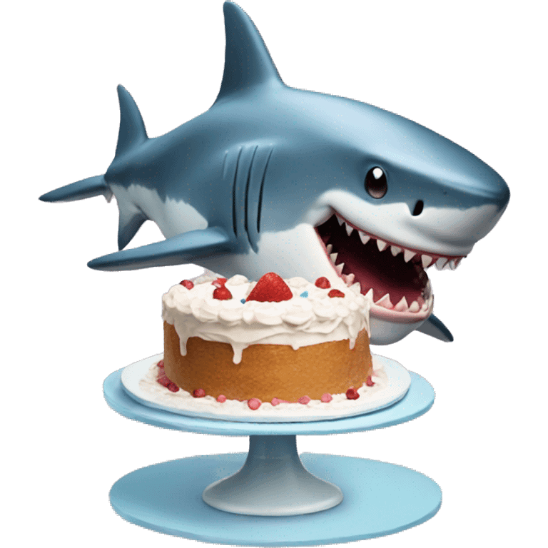 Shark with a cake emoji