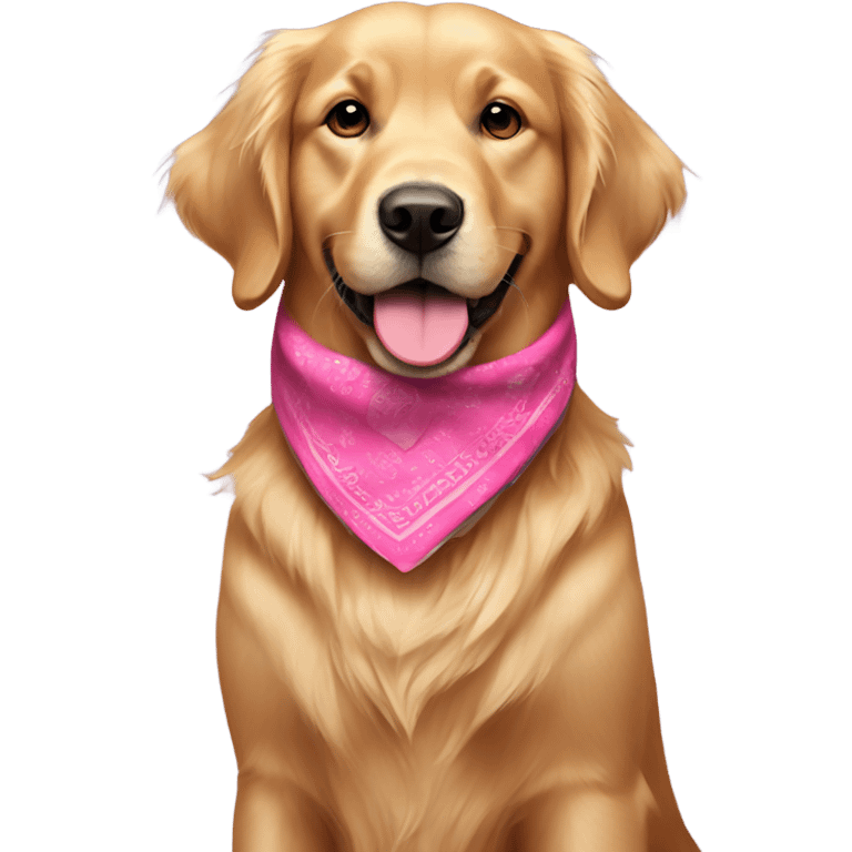 Dark golden retriever with pink bandana emoji