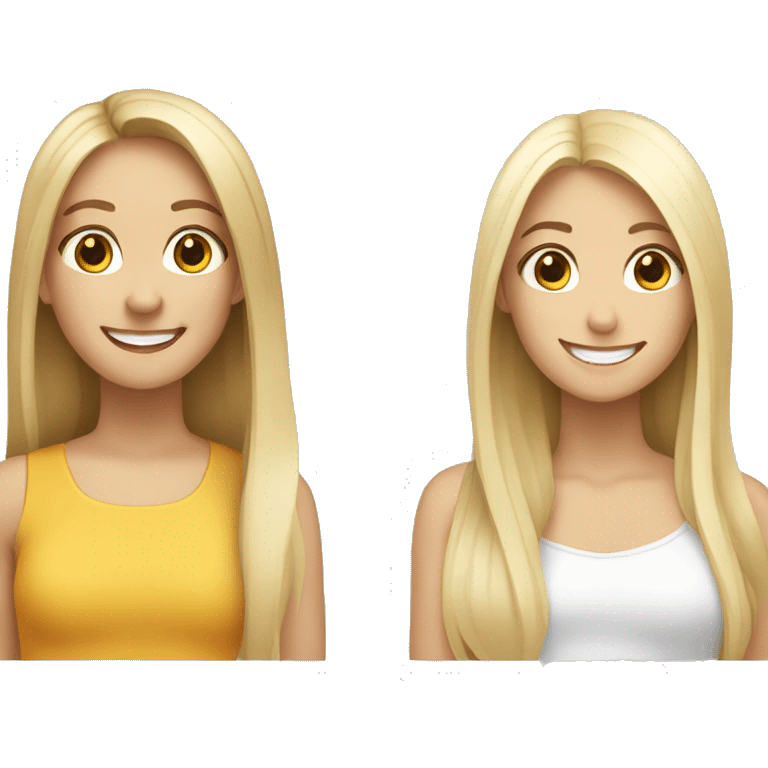 smiling girls with long hair a brunette and blonde  emoji