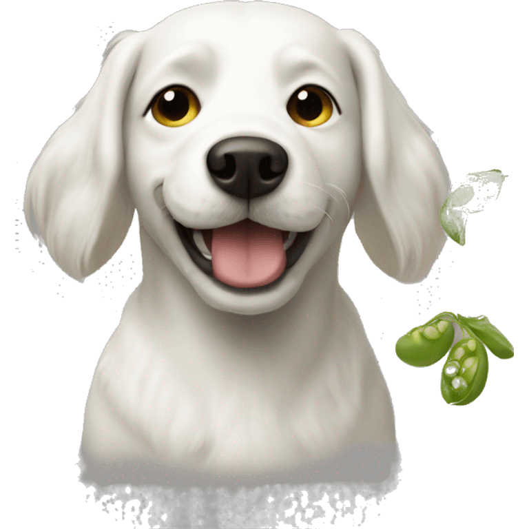 white dog with mungbean emoji