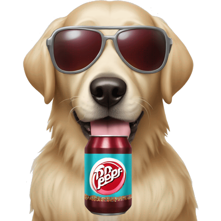 dog with sunglasses and a dr pepper with a wig on emoji