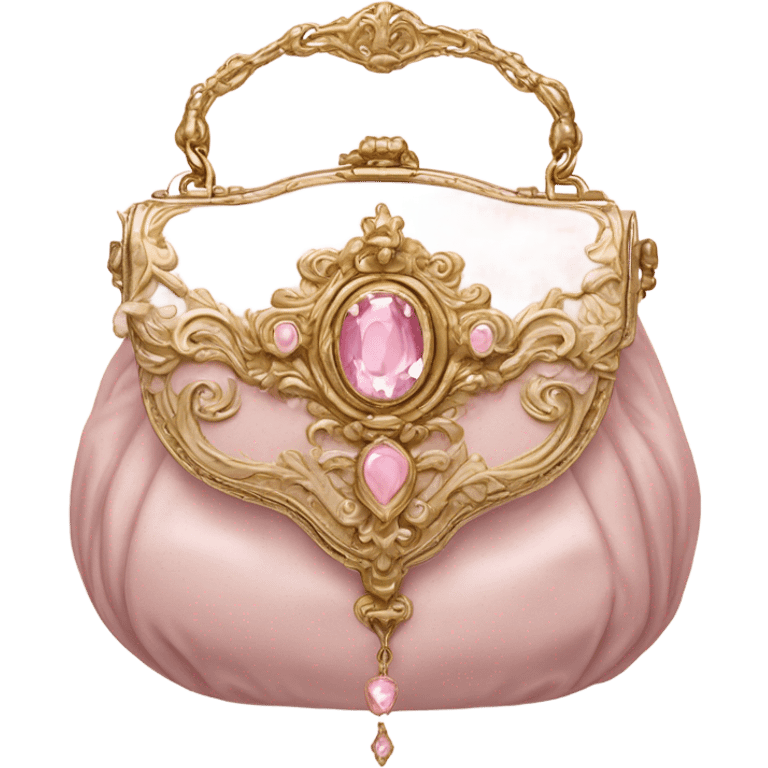 vintage rococo gold bag with pale pink jewel emoji