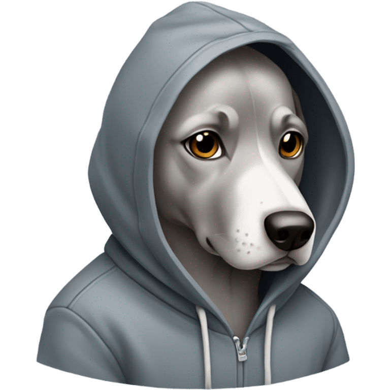 Grey dog wearing a hoodie emoji