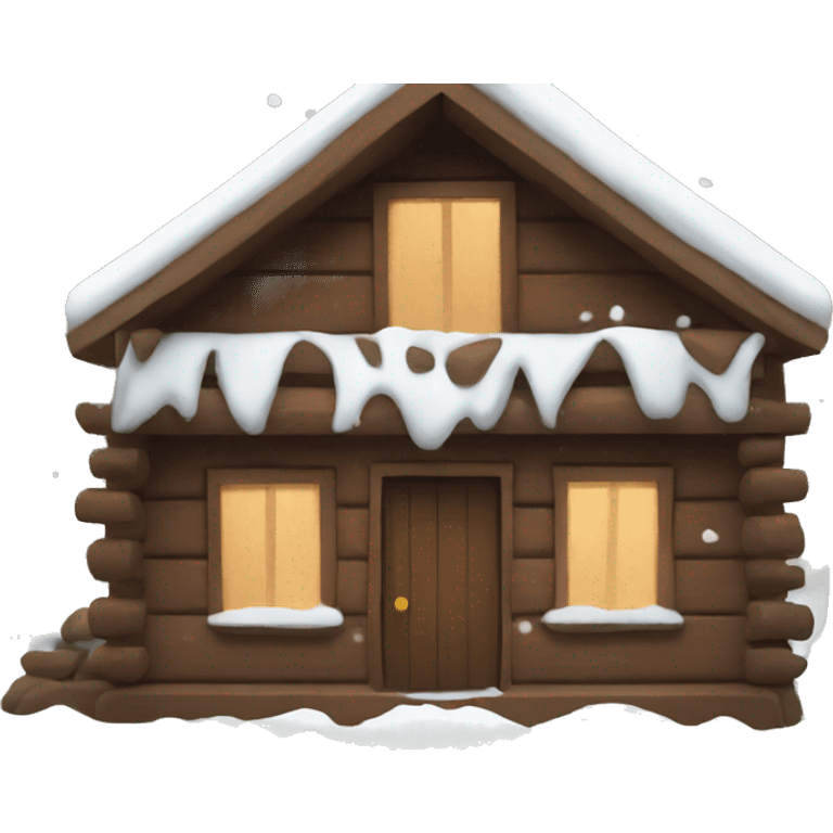 Snowy brown cabin emoji