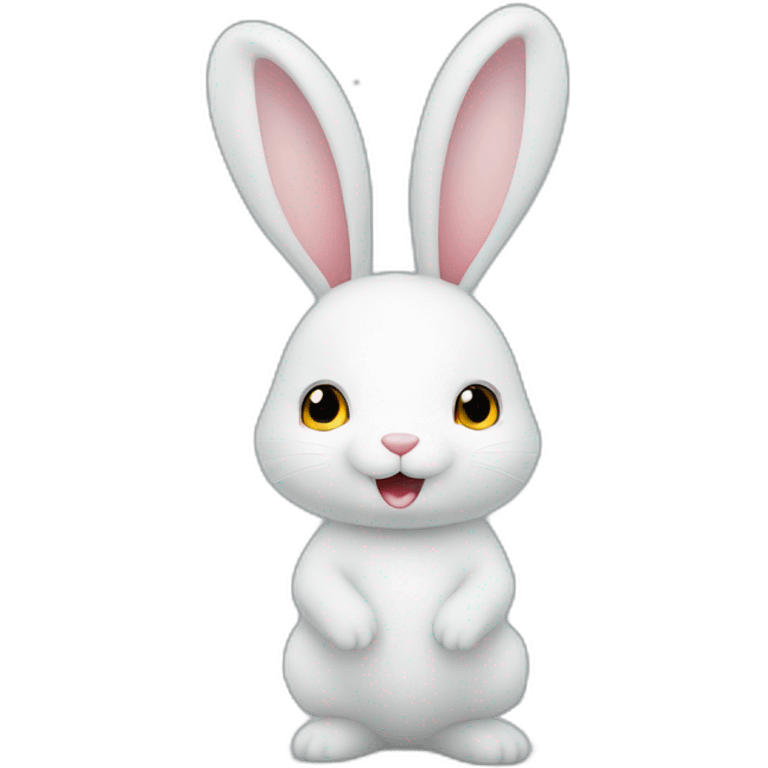 little white bunny in the winter at the New Year's holiday emoji