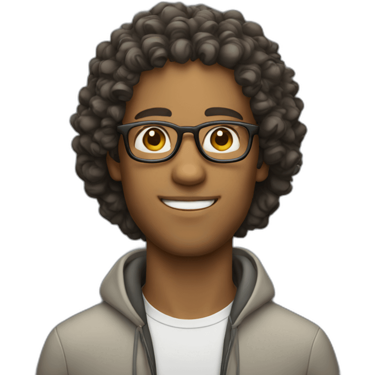 Guy wearing glasses with curly hair emoji