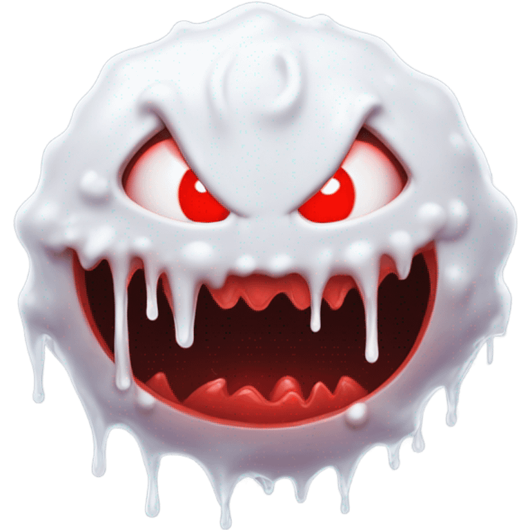 Evil red glowing eyed demon covered in white slime emoji