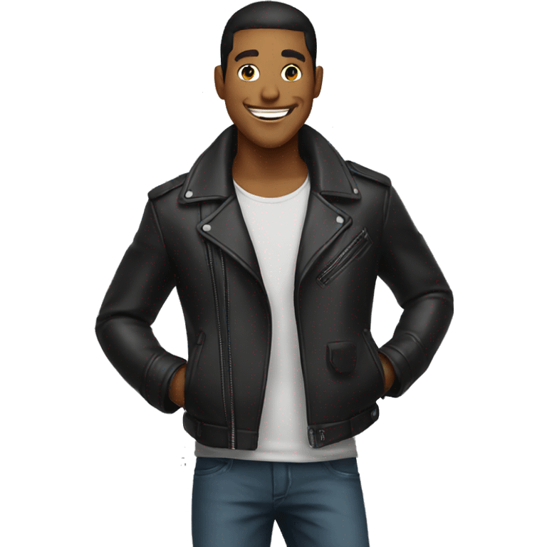 cool smile in leather jacket emoji