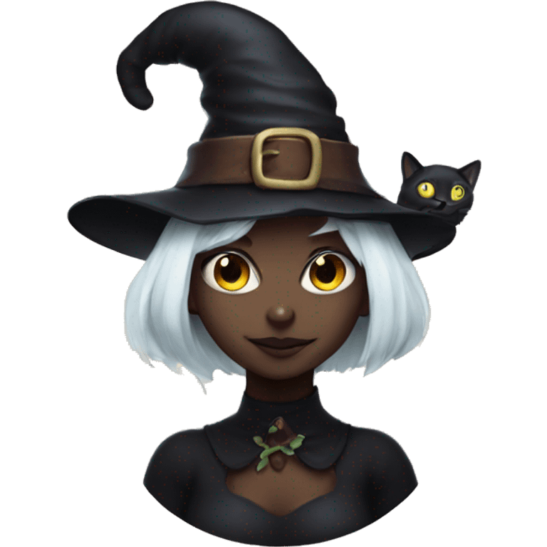 Mushroom witch girl black cat emoji