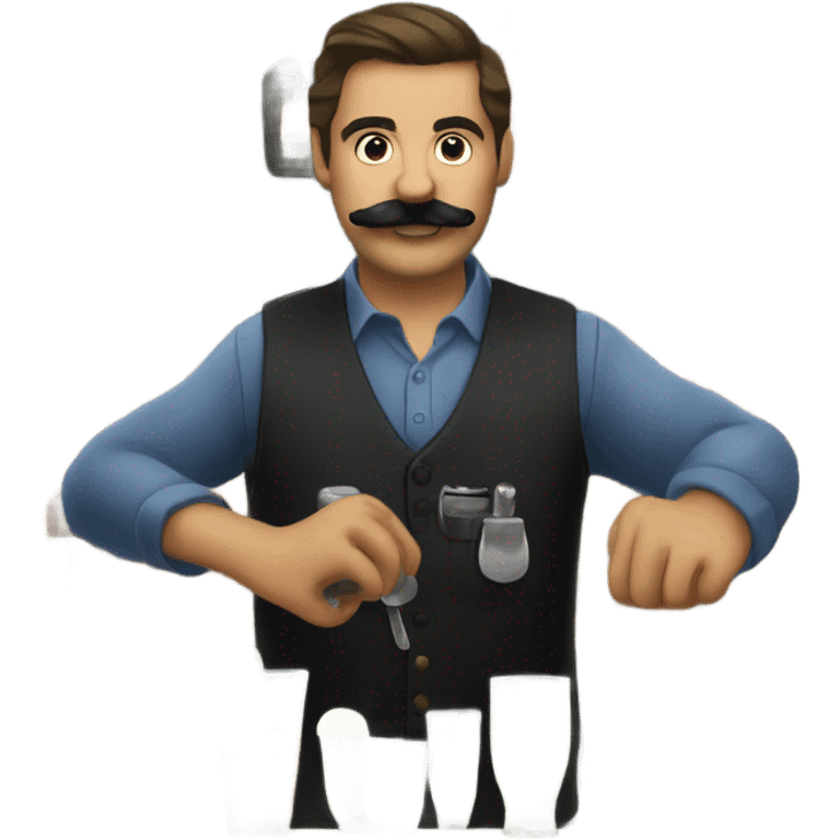 Bartender with mustache making drinks emoji