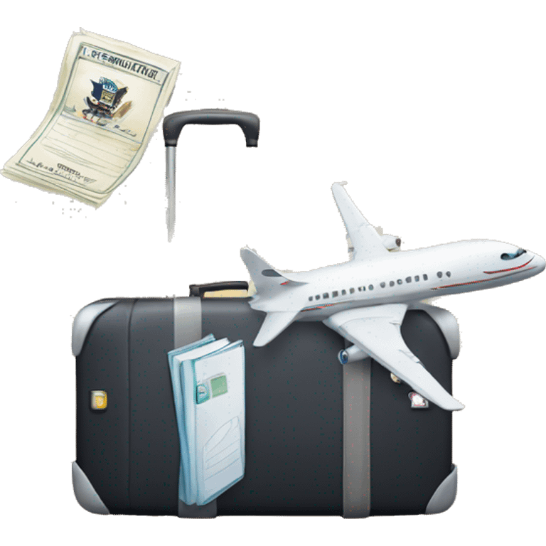 airplane and suitcase and us passport emoji