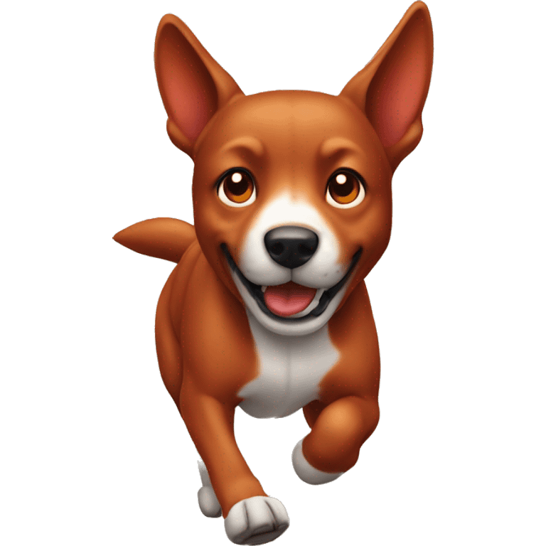 solid red dog with pointed ears running emoji