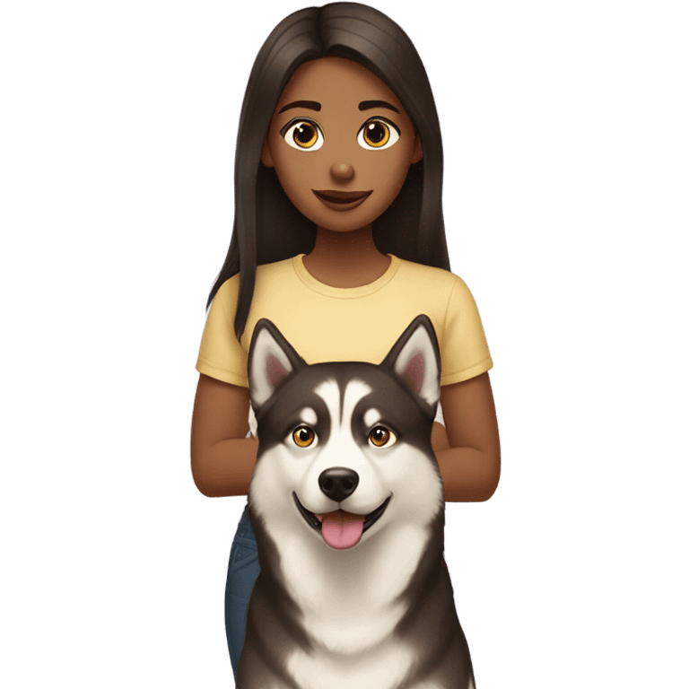 A girl Dark brown  hair next to a light dorée  Husky emoji