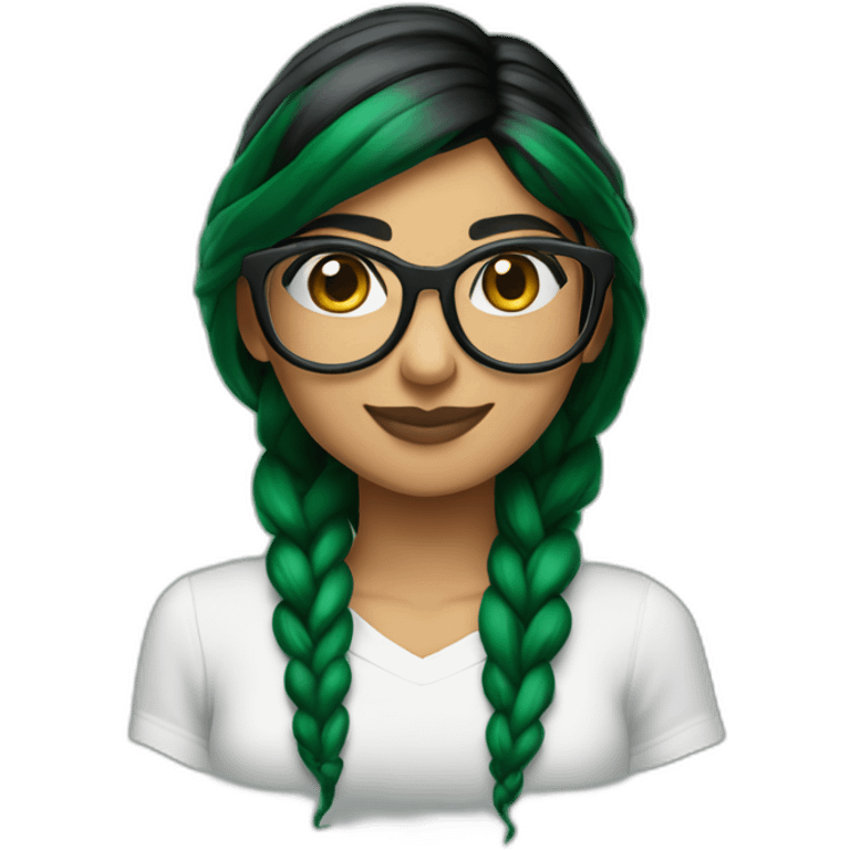 Mia Khalifa black braid white tshirt green sleeves slytherin logo emoji