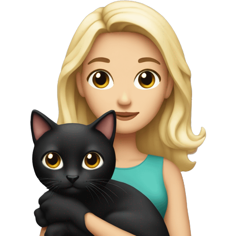 Pretty woman holding Black cat emoji