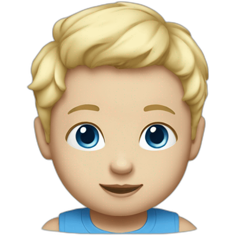 A baby with blond hair, blue eyes and a blue t-shirt emoji