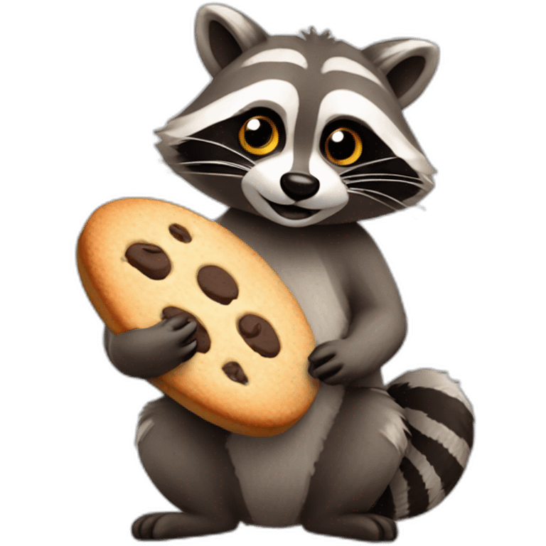 Raccoon with a cookie emoji