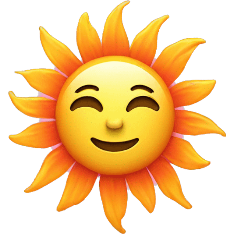 Whimsical pink orange and yellow sun emoji