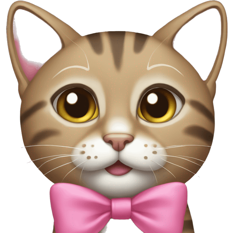 Tabby cat with pink bows on ears emoji