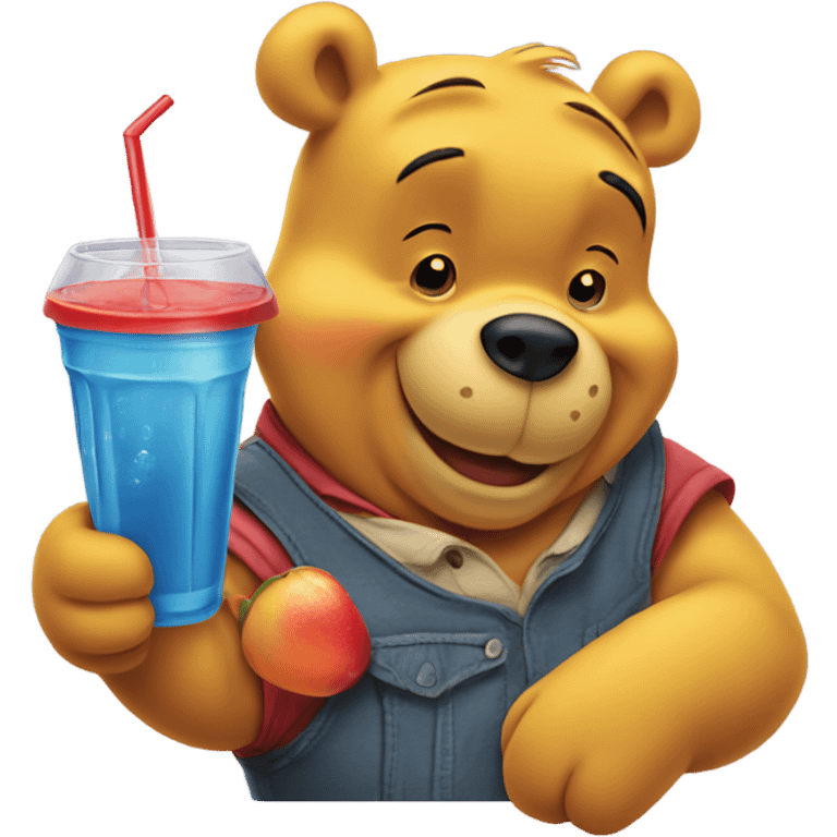 Winnie the Pooh with a drink emoji