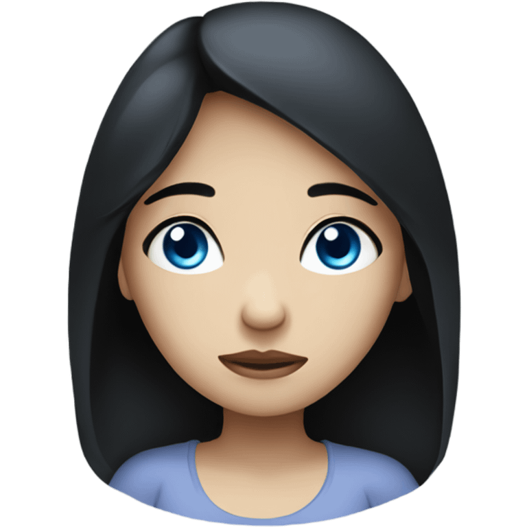 Girl with black hair and blue eyes, feeling sick  emoji