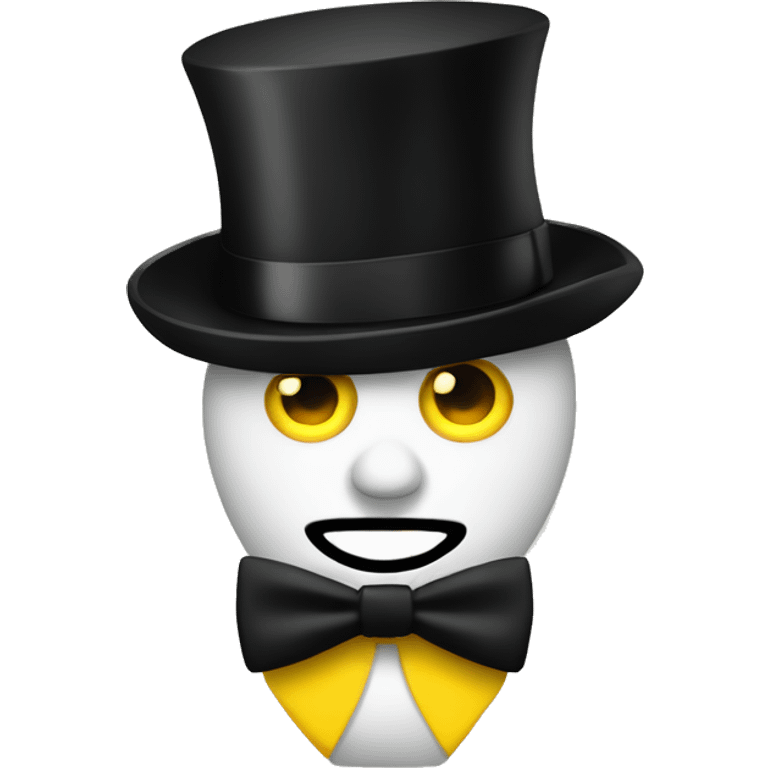 yellow triangle with one eye with a black top hat and a black bowtie  emoji