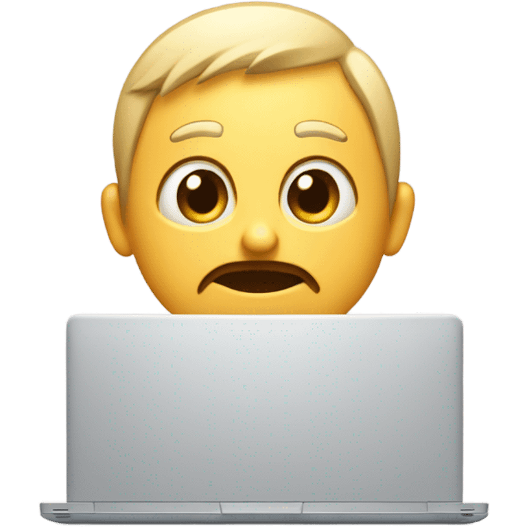 laptop with embarrassed face emoji