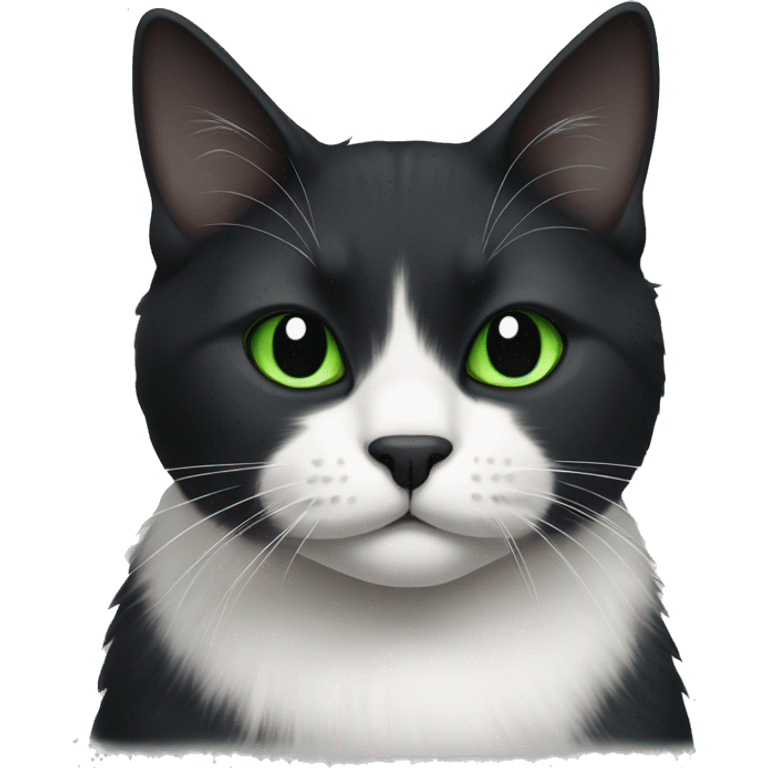 A black and white Scottish cat with green eyes emoji