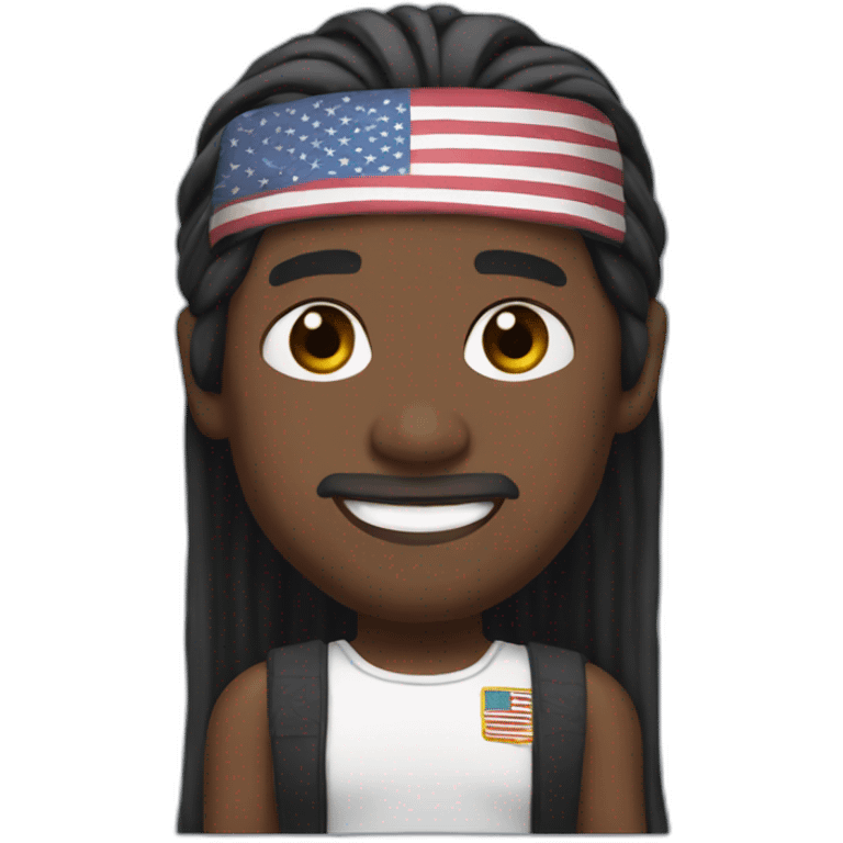 Terry crews with long straight black hair and flag headband emoji