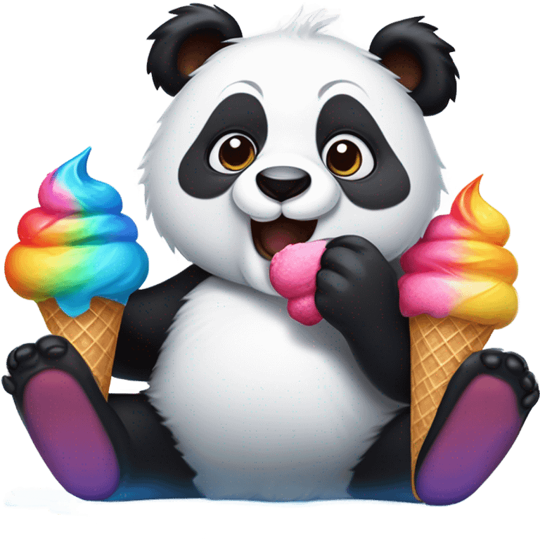 Panda eating ice cream emoji