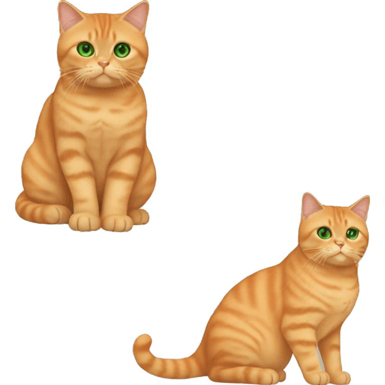 Full body orange British shorthair cat with green eyes emoji