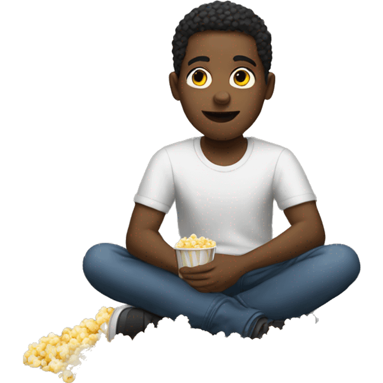 black person sitting down eating popcorn  emoji