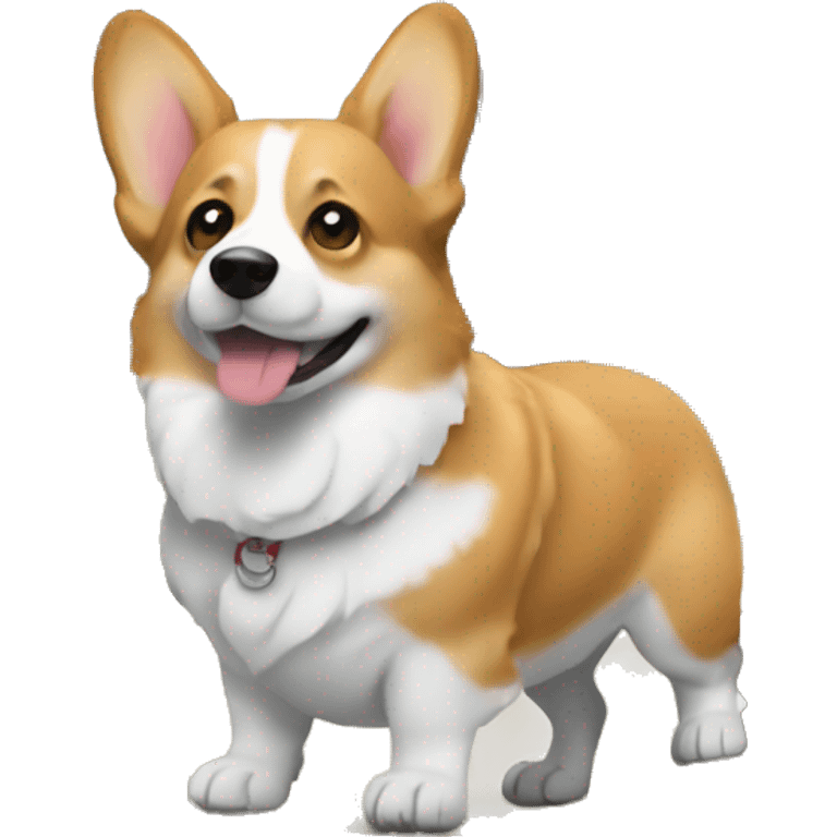 corgi in front of the streeing wheel emoji