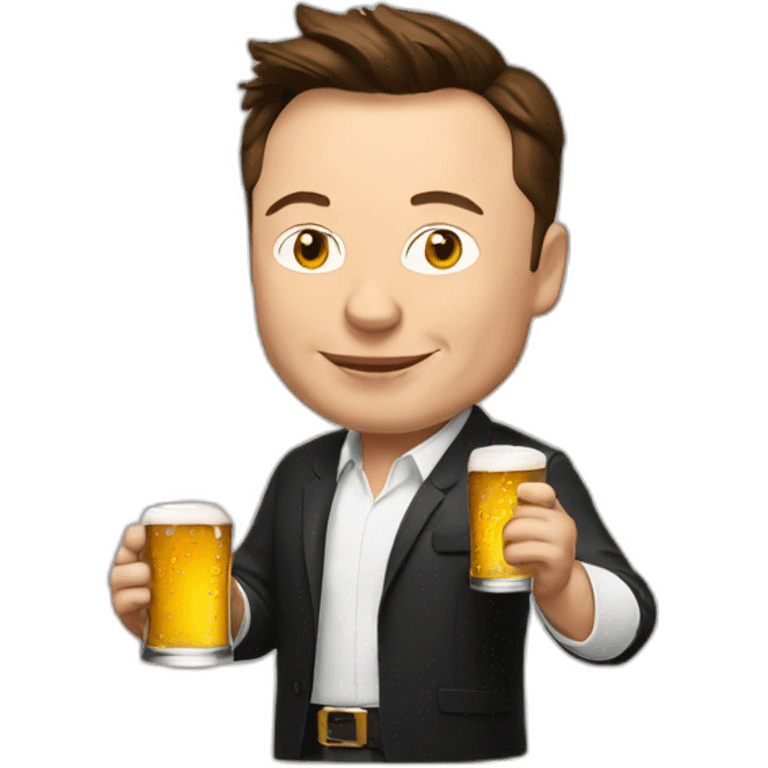 Elon Musk with beer emoji