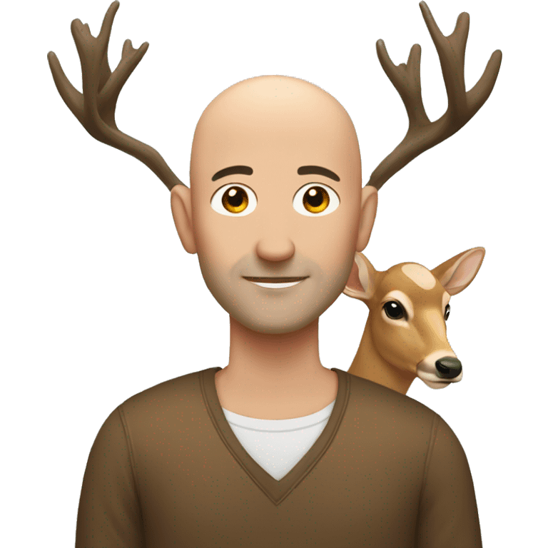 bald man with a deer  emoji