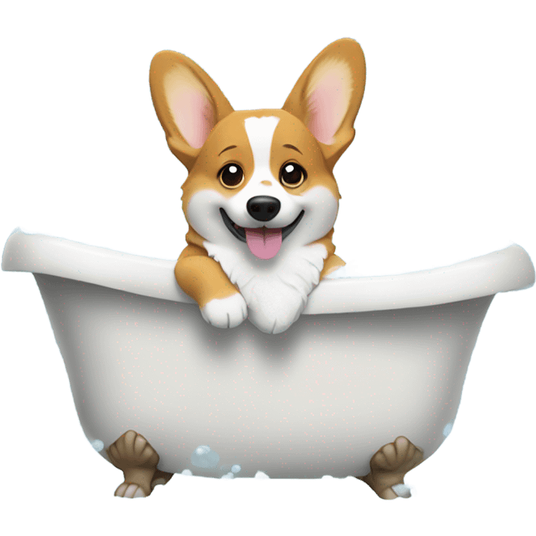 Corgi taking a bubble bath emoji