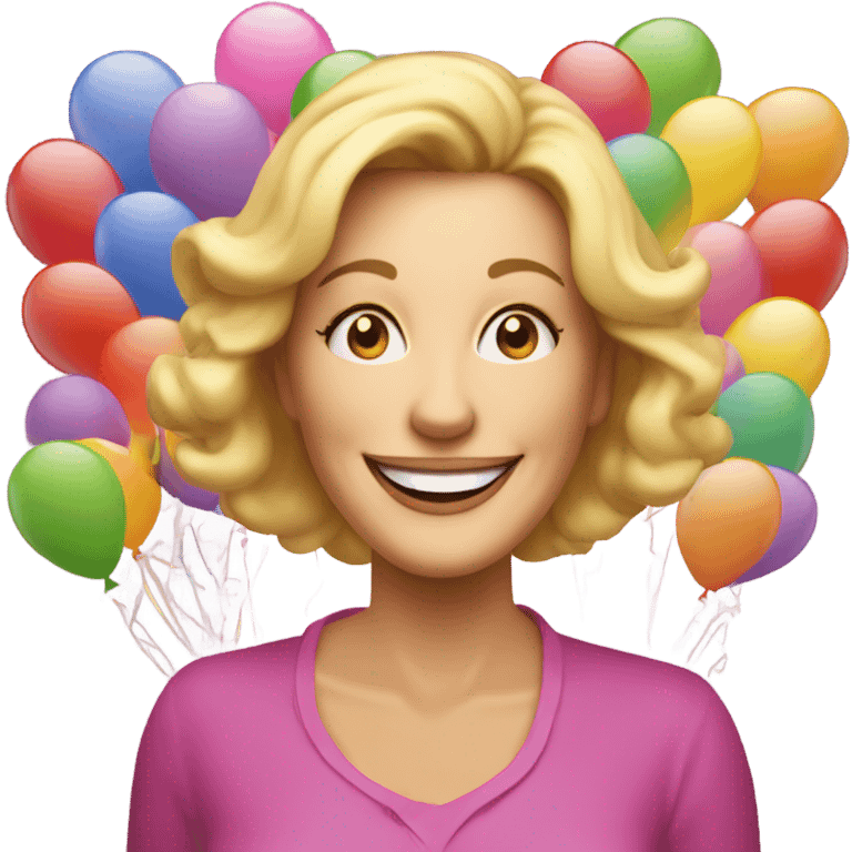 Middle aged blonde lady birthday party emoji