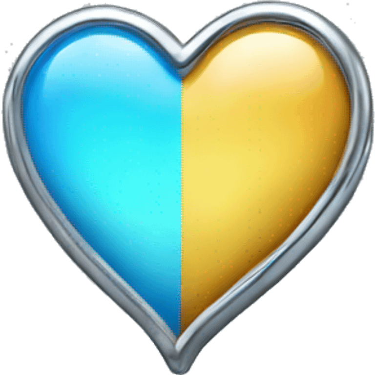 a chrome blue heart emoji