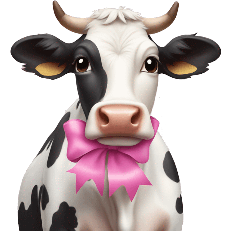 Cow wearing a pink bow emoji