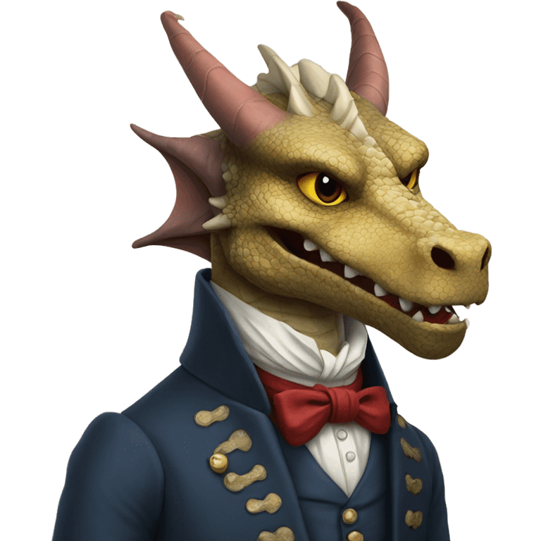 dragon with dog head in a 18 century british style suit emoji